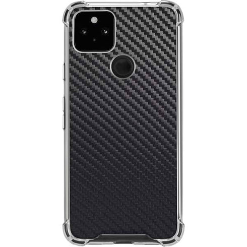 Black Carbon Fiber Specialty Texture Material Google Pixel 5a 5G Clear Case